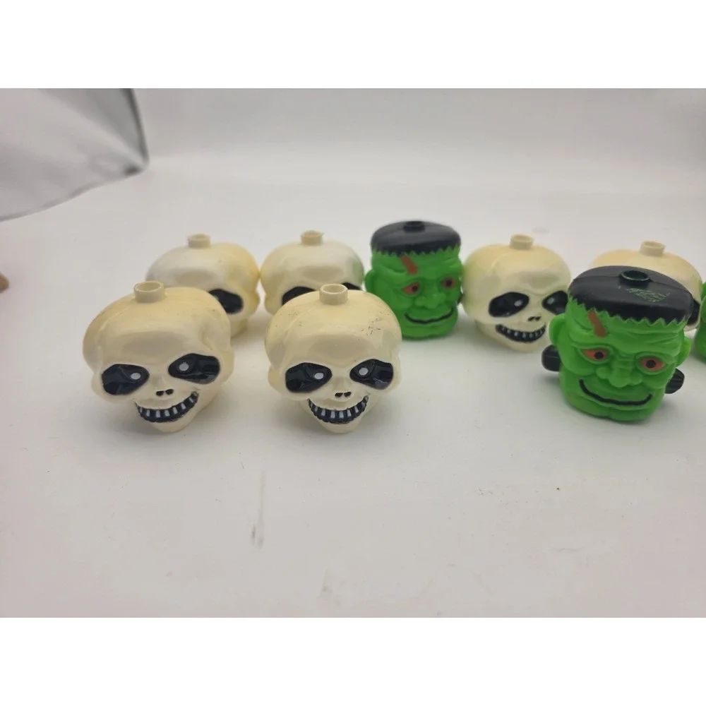 9 Vintage Frankenstein & Skull Halloween Blow Mold Head Covers for Lights Light
